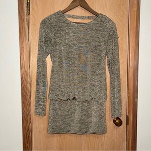 White House Black Market Heather Gray Layered Long-Sleeve Tunic